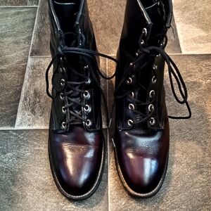 Classic Black Leather Boots/Roper Style